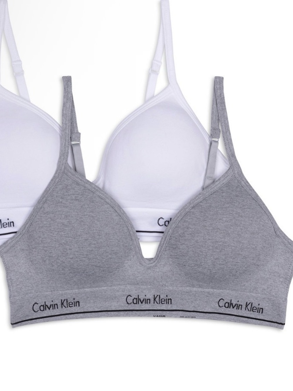 Calvin Klein 2-Pack Wireless Bralettes in Gray & White